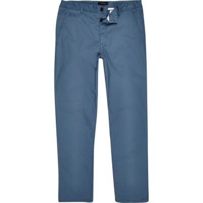 Dusty blue slim chino trousers